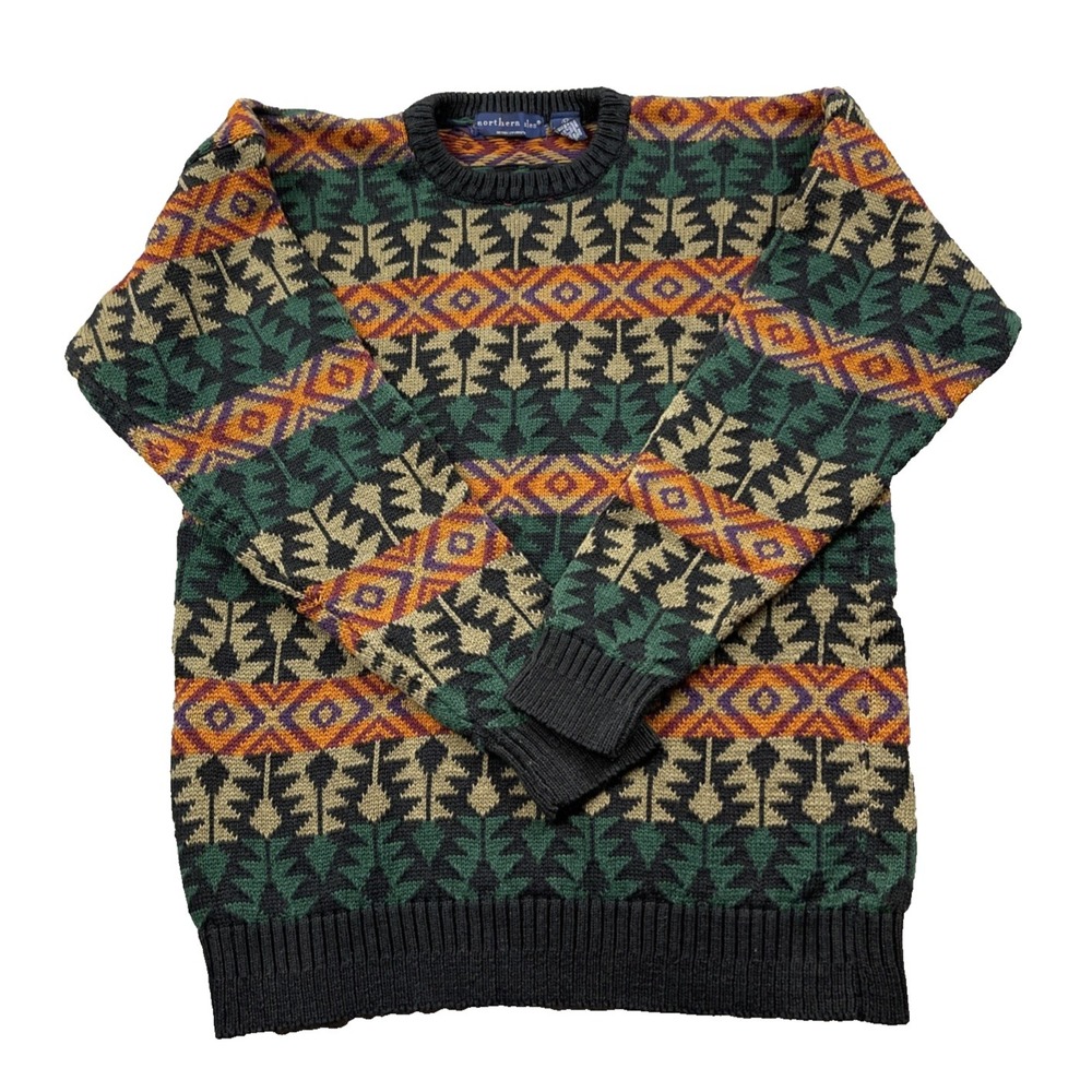 Northern Isles Sweater Medium Multicolor Fair Isle Aztec‎ Tribal Geometric